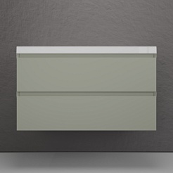 Style Line Тумба с раковиной Манхэттен 100 Plus подвесная эмаль олива матовая – фотография-2